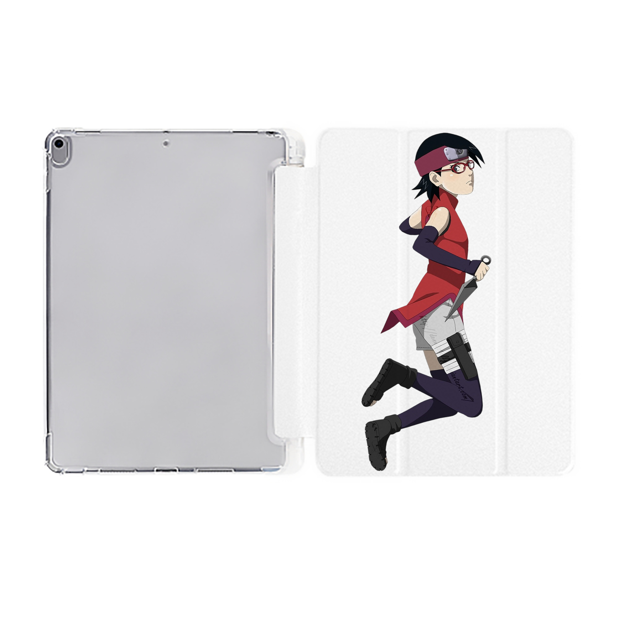 （画像用） NARUTO -ナルト- うちは サラダ Uchiha Sarada IPad ケース ペン収納付き 三つ折りスタンド PUレザー×シリコン 対応機種9.5/10.5/10.9インチ